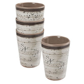 Melamin 4 Becher 400ml Steingut Optik braun beige - Trinkbecher Kaffeetasse Kaffeebecher Tasse - Geschirrset Tafelgeschirr Camping